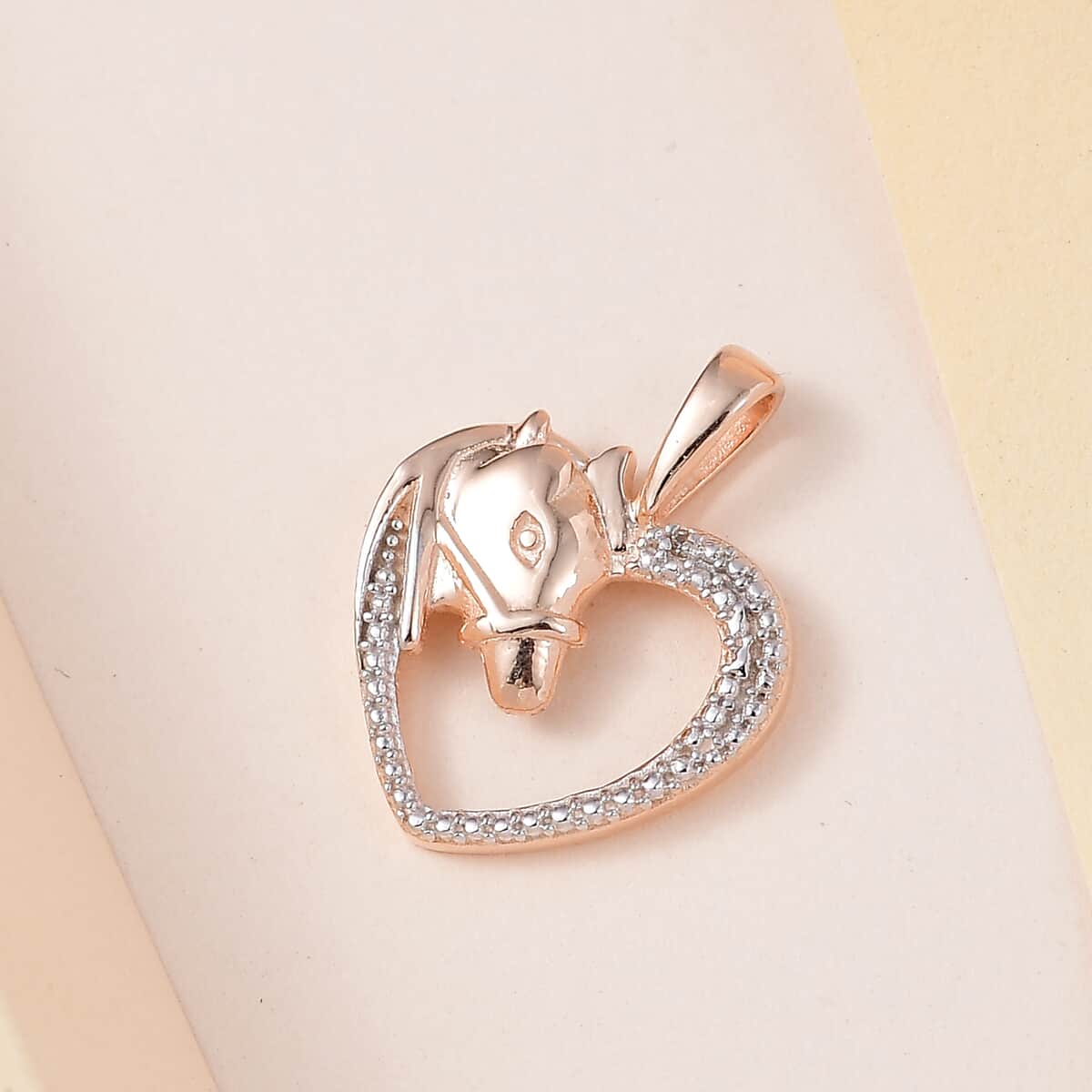 Diamond Accent Heart Pendant in 14K RG Over Sterling Silver image number 1