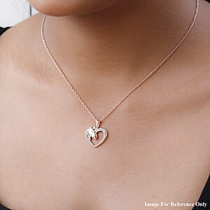 Diamond Accent Heart Pendant in 14K RG Over Sterling Silver