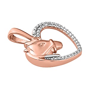 Diamond Accent Heart Pendant in 14K RG Over Sterling Silver