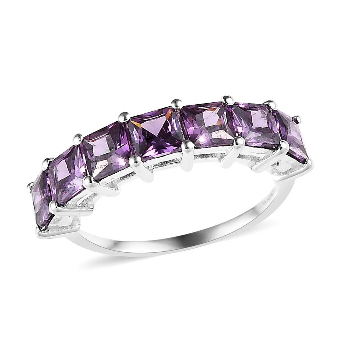 Sterling Silver Gemstone and Diamond 7-stone Ring