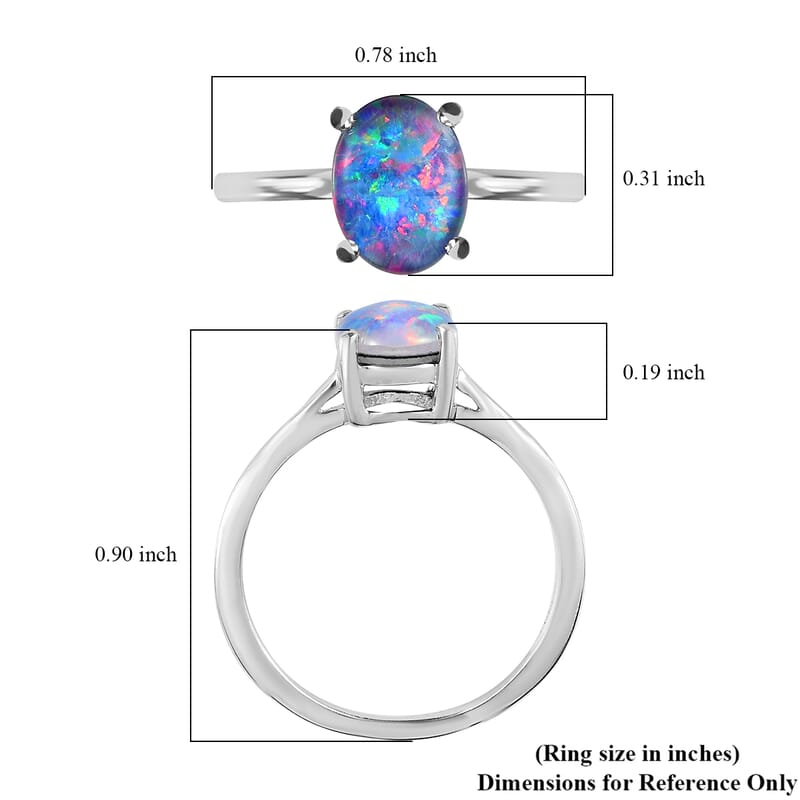 Boulder Opal Triplet Solitaire Ring in Sterling Silver (Size 10.0) 0.90 ctw