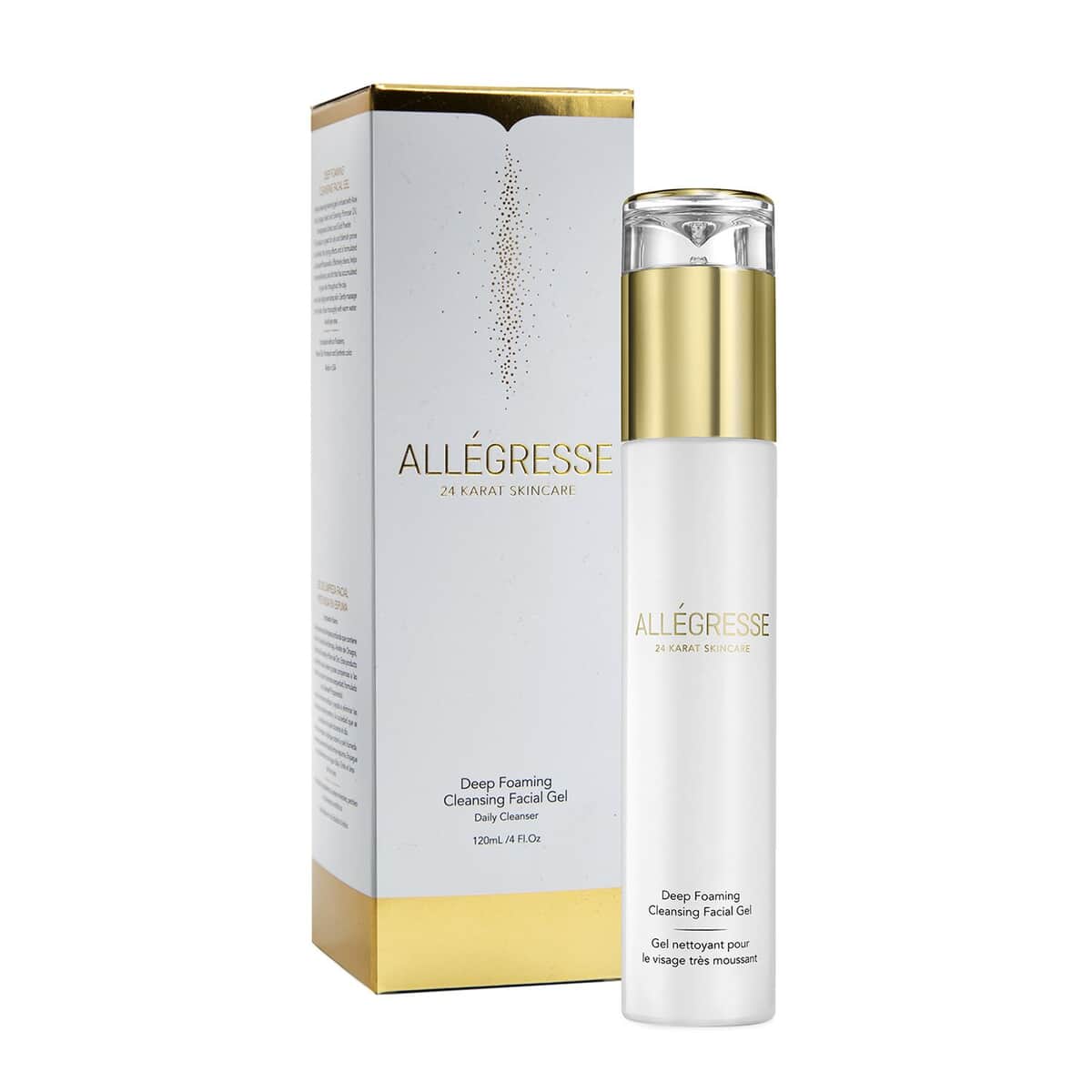 Allegresse 24 Karat Skin Care 4fl Oz. | Deep Foaming Cleansing Facial Gel | Face Cleansing Gel | Foam Face Wash image number 0