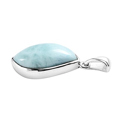 Artisan Crafted Larimar Solitaire Pendant in Sterling Silver 8.10 ctw