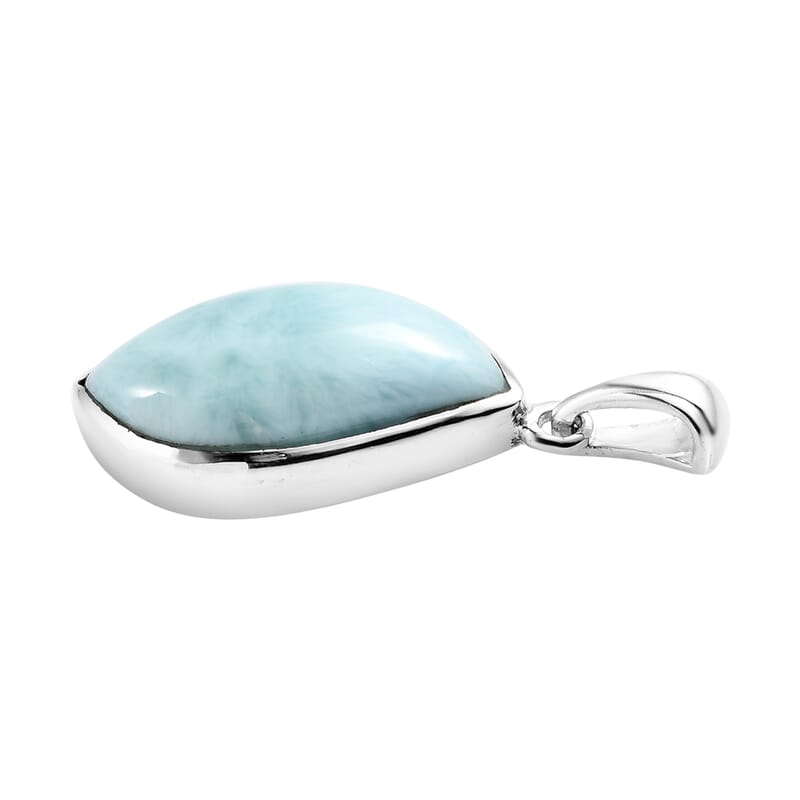 Artisan Crafted Larimar Solitaire Pendant in Sterling Silver 8.10 ctw