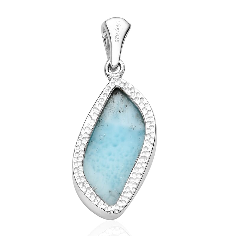 Artisan Crafted Larimar Solitaire Pendant in Sterling Silver 8.10 ctw