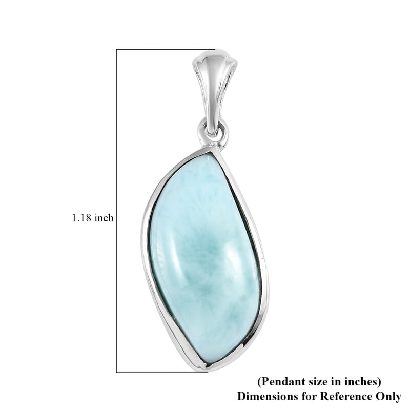 Artisan Crafted Larimar Solitaire Pendant in Sterling Silver 8.10 ctw