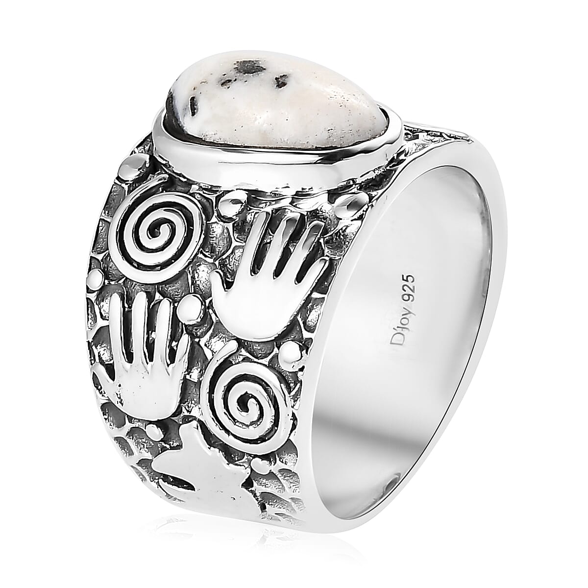 Artisan Crafted White Buffalo Solitaire Ring in Sterling Silver (Size 10.0) 3.35 ctw
