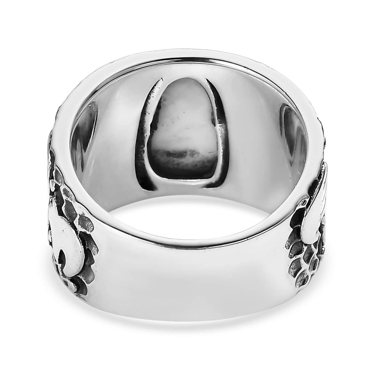 Artisan Crafted White Buffalo Solitaire Ring in Sterling Silver 3.35 ctw image number 4
