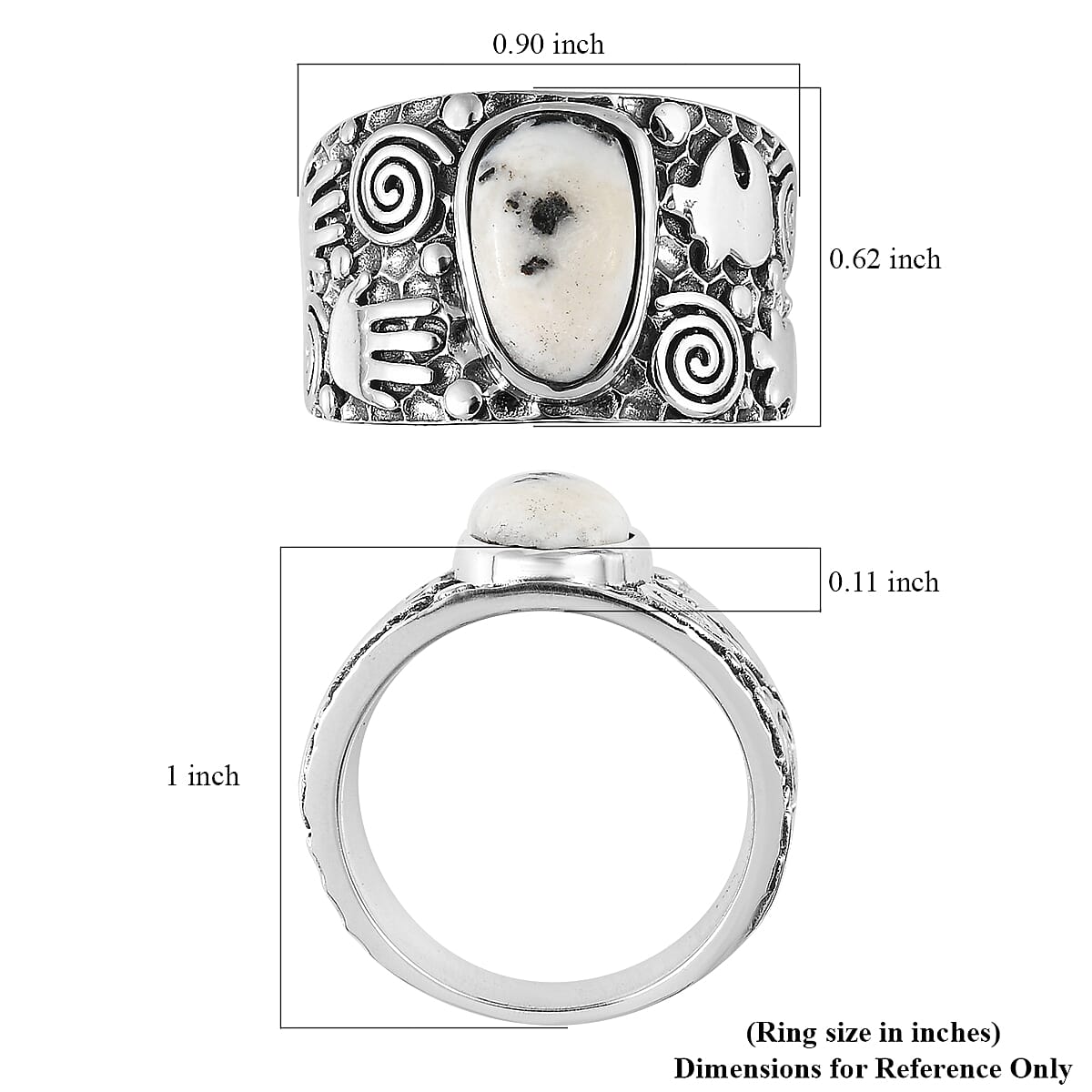 Artisan Crafted White Buffalo Solitaire Ring in Sterling Silver (Size 10.0) 3.35 ctw