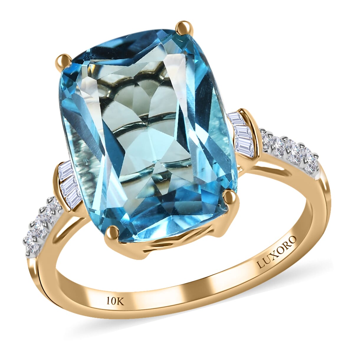 Luxoro 10K Yellow Gold Premium Marambaia Topaz and Diamond G-H I3 Ring (Size 10.0) 8.50 ctw image number 0