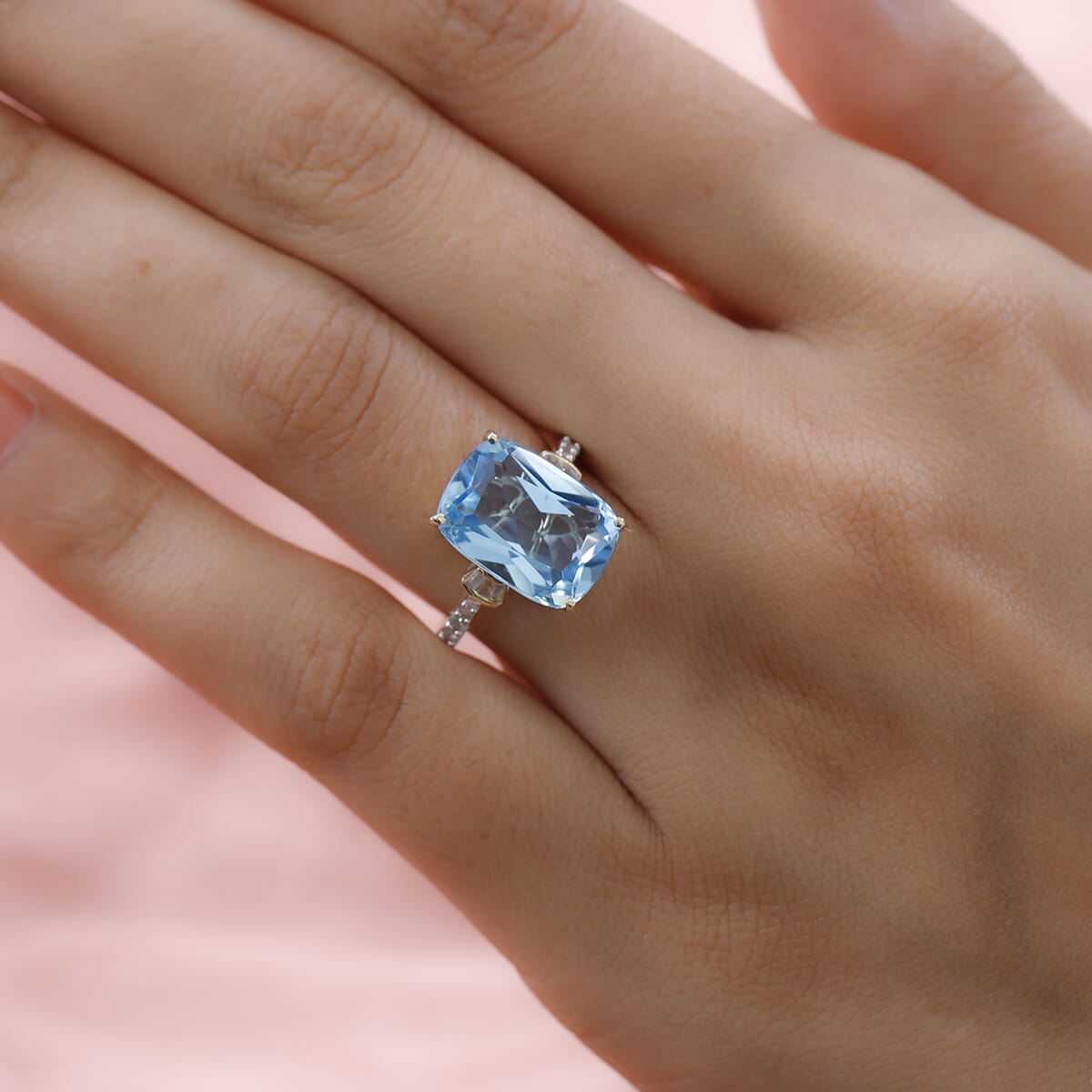 Luxoro 10K Yellow Gold Premium Marambaia Topaz and Diamond G-H I3 Ring (Size 10.0) 8.50 ctw image number 2