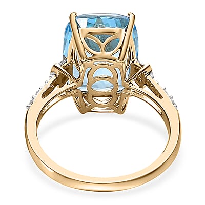 Luxoro 10K Yellow Gold Premium Marambaia Topaz and Diamond G-H I3 Ring (Size 10.0) 8.50 ctw