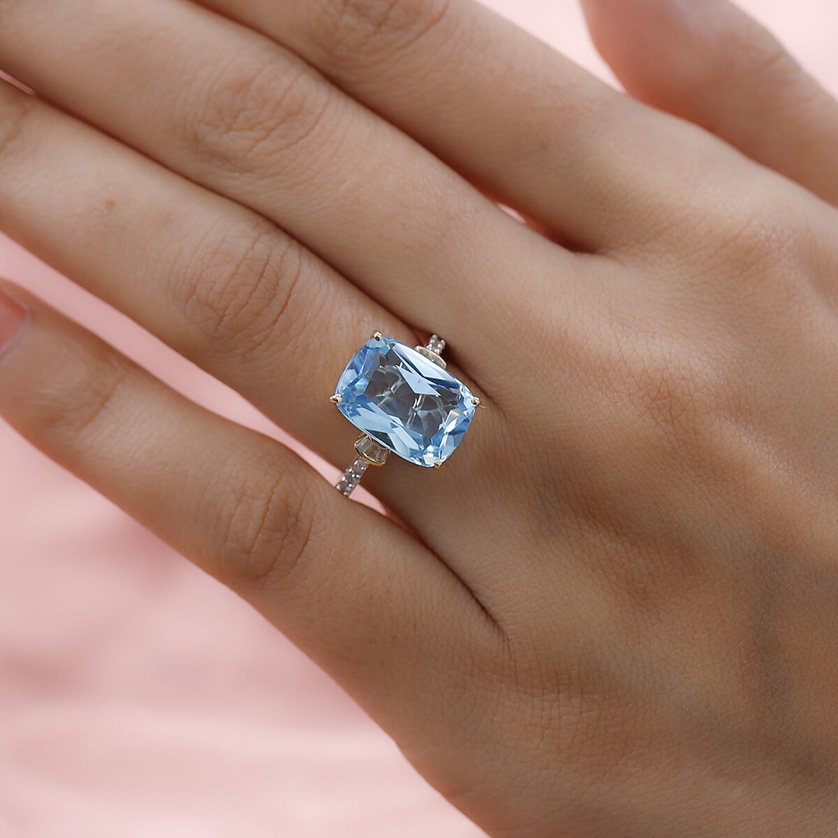 Luxoro 10K Yellow Gold Premium Marambaia Topaz and Diamond G-H I3 Ring (Size 9.0) 8.50 ctw image number 2