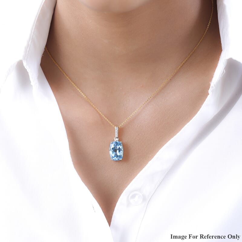 Luxoro 10K Yellow Gold Premium Marambaia Topaz and Diamond G-H I3 Pendant 8.40 ctw