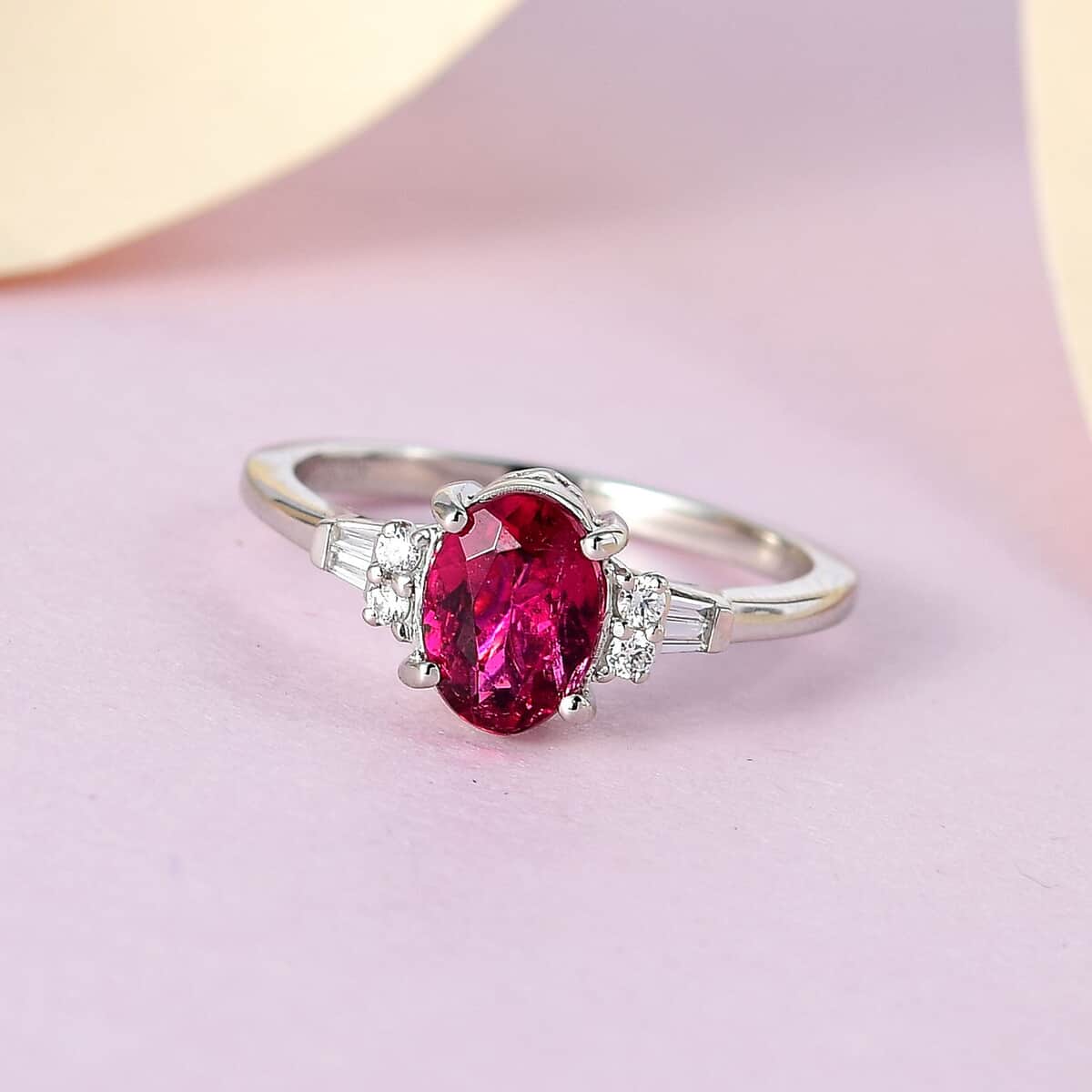 Rhapsody 950 Platinum AAAA Ouro Fino Rubellite and E-F VS Diamond Ring (Size 10.0) 1.50 ctw image number 1