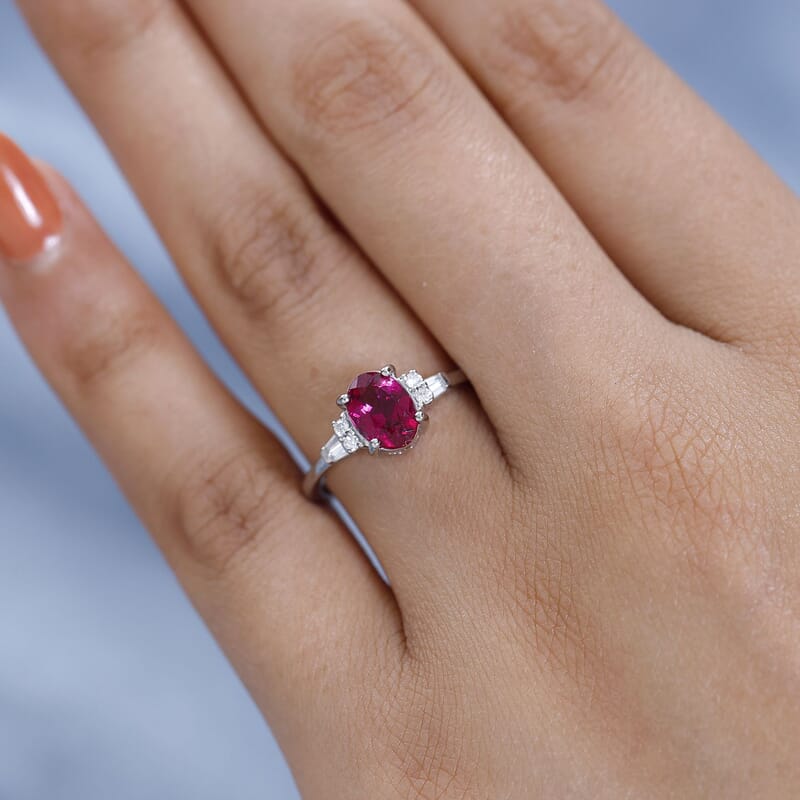 Rhapsody 950 Platinum AAAA Ouro Fino Rubellite and E-F VS Diamond Ring (Size 10.0) 1.50 ctw