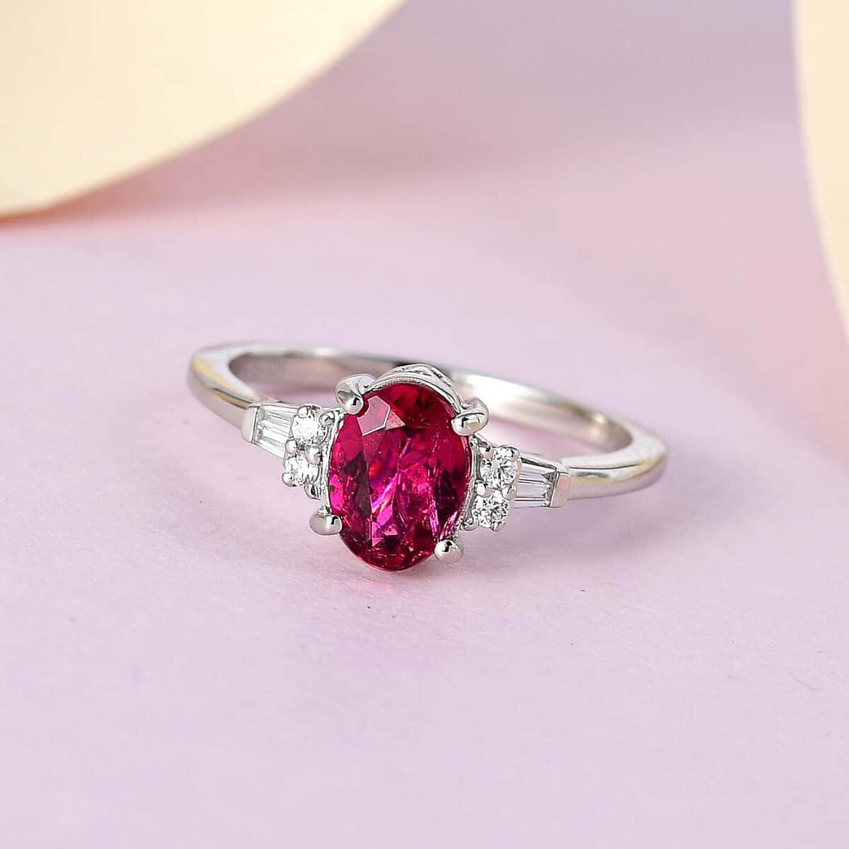 Rhapsody 950 Platinum AAAA Ouro Fino Rubellite and E-F VS Diamond Ring (Size 7.0) 1.50 ctw image number 1