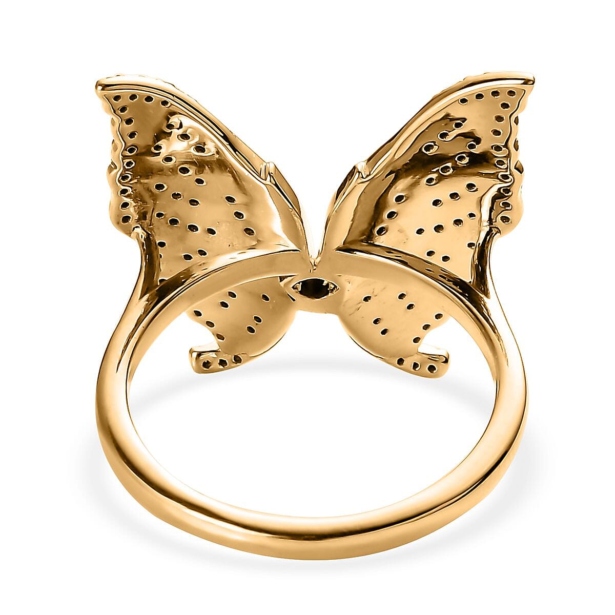 GP Italian Garden Collection Green and White Diamond Butterfly Ring in Vermeil Yellow Gold Over Sterling Silver (Size 8.0) 0.50 ctw image number 4