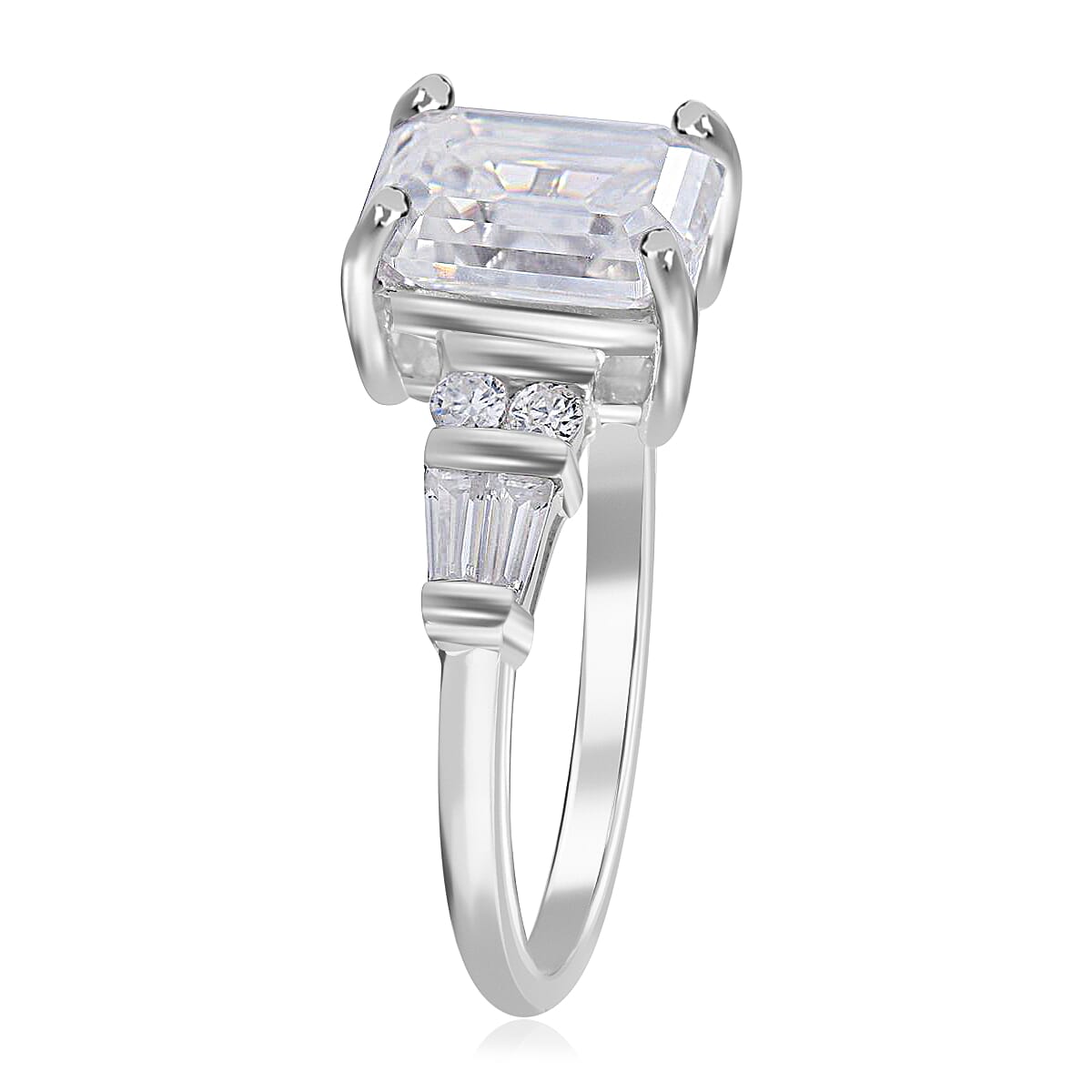 Moissanite Ring in Platinum Over Sterling Silver (Size 10.0) 2.00 ctw