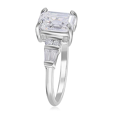 Moissanite Ring in Platinum Over Sterling Silver (Size 10.0) 2.00 ctw