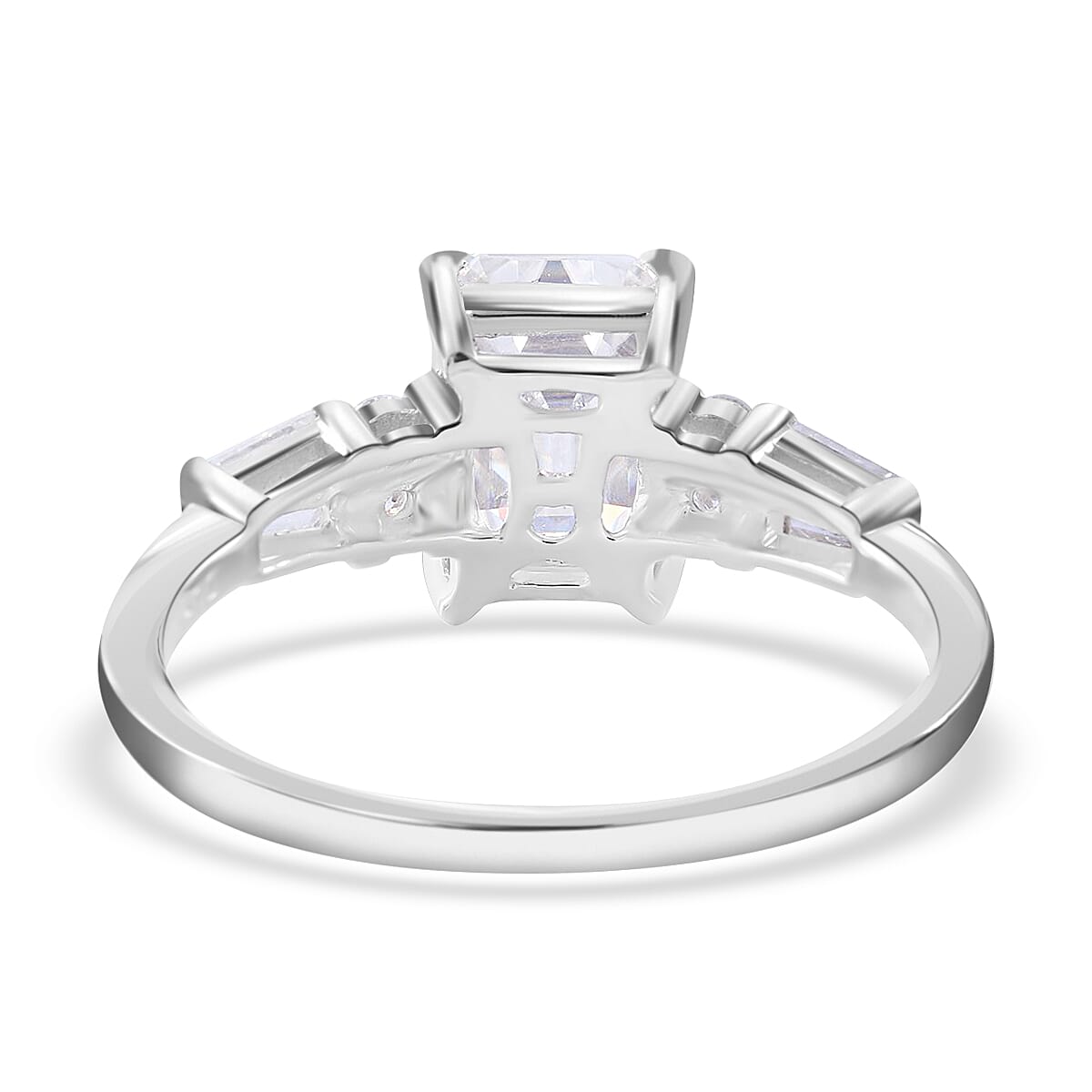 Moissanite Ring in Platinum Over Sterling Silver (Size 10.0) 2.00 ctw