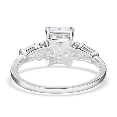 Moissanite Ring in Platinum Over Sterling Silver (Size 10.0) 2.00 ctw