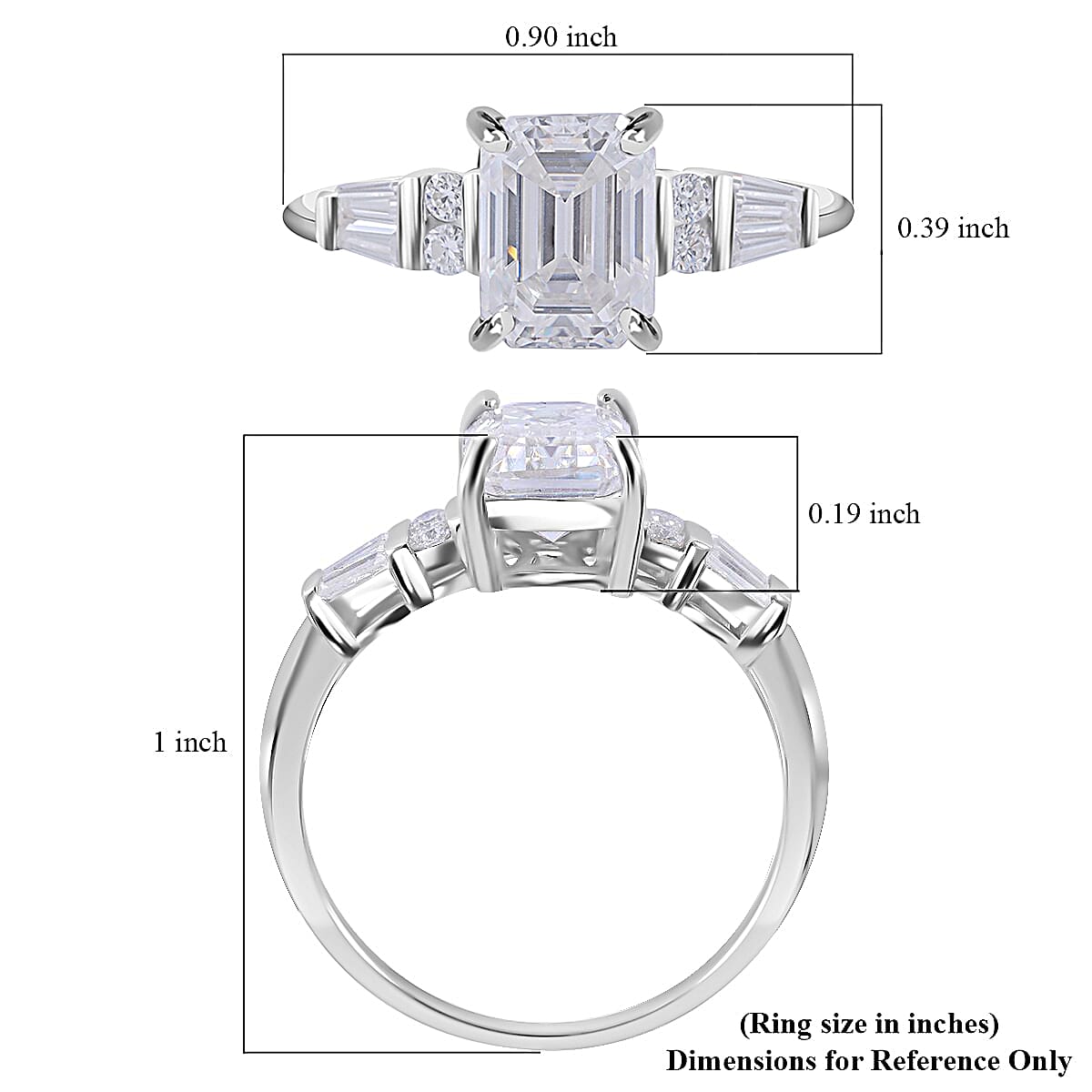 Moissanite Ring in Platinum Over Sterling Silver (Size 10.0) 2.00 ctw