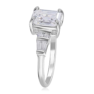 Moissanite Ring in Platinum Over Sterling Silver (Size 9.0) 2.00 ctw