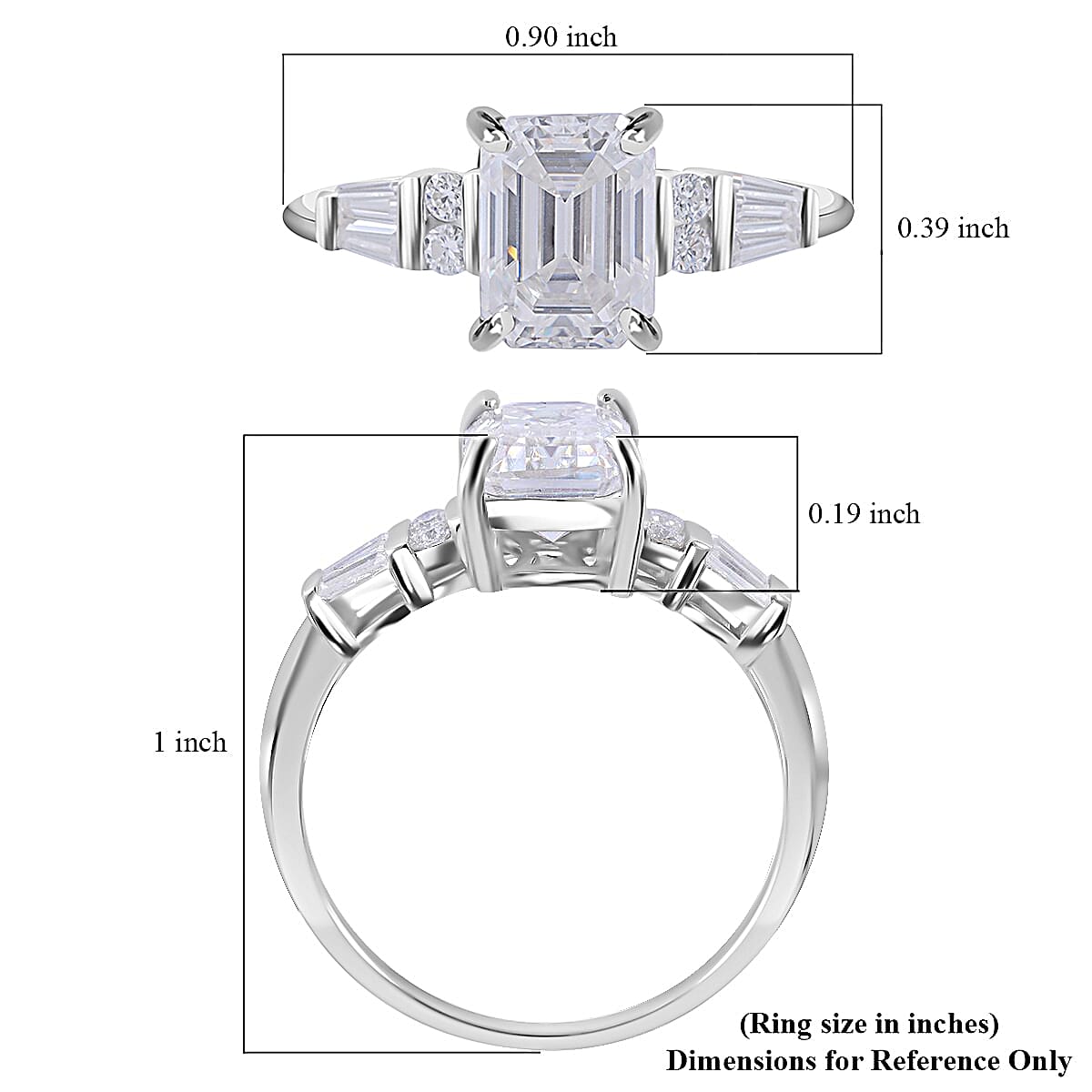 Moissanite Ring in Platinum Over Sterling Silver (Size 9.0) 2.00 ctw image number 4