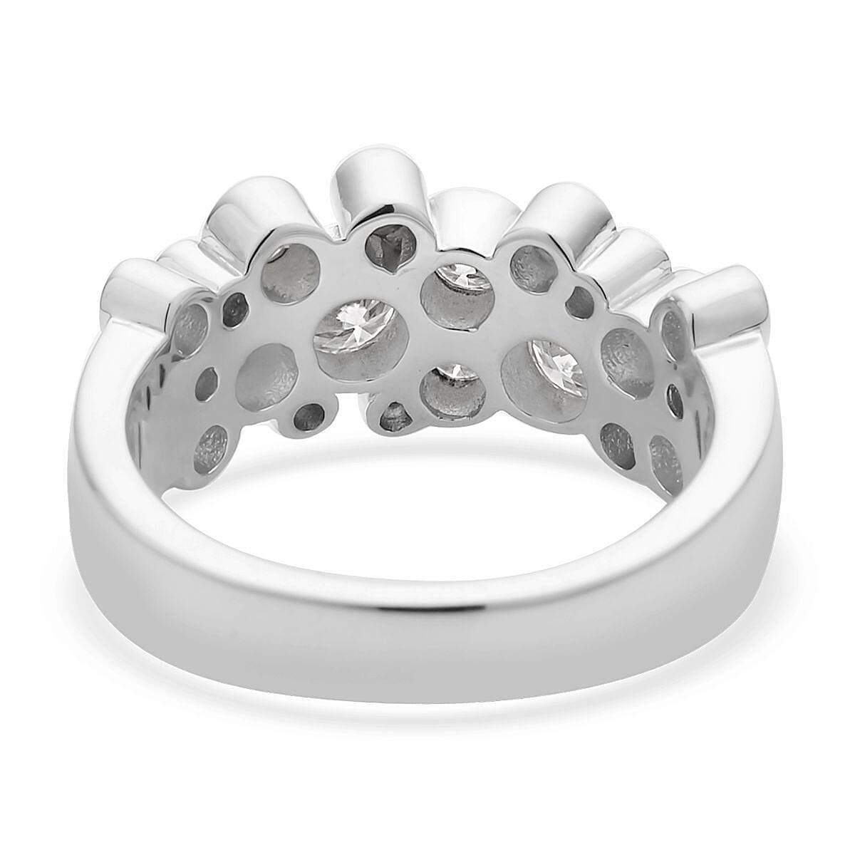 Moissanite Bubbles Ring in Rhodium Over Sterling Silver (Size 9.0) 1.25 ctw image number 4