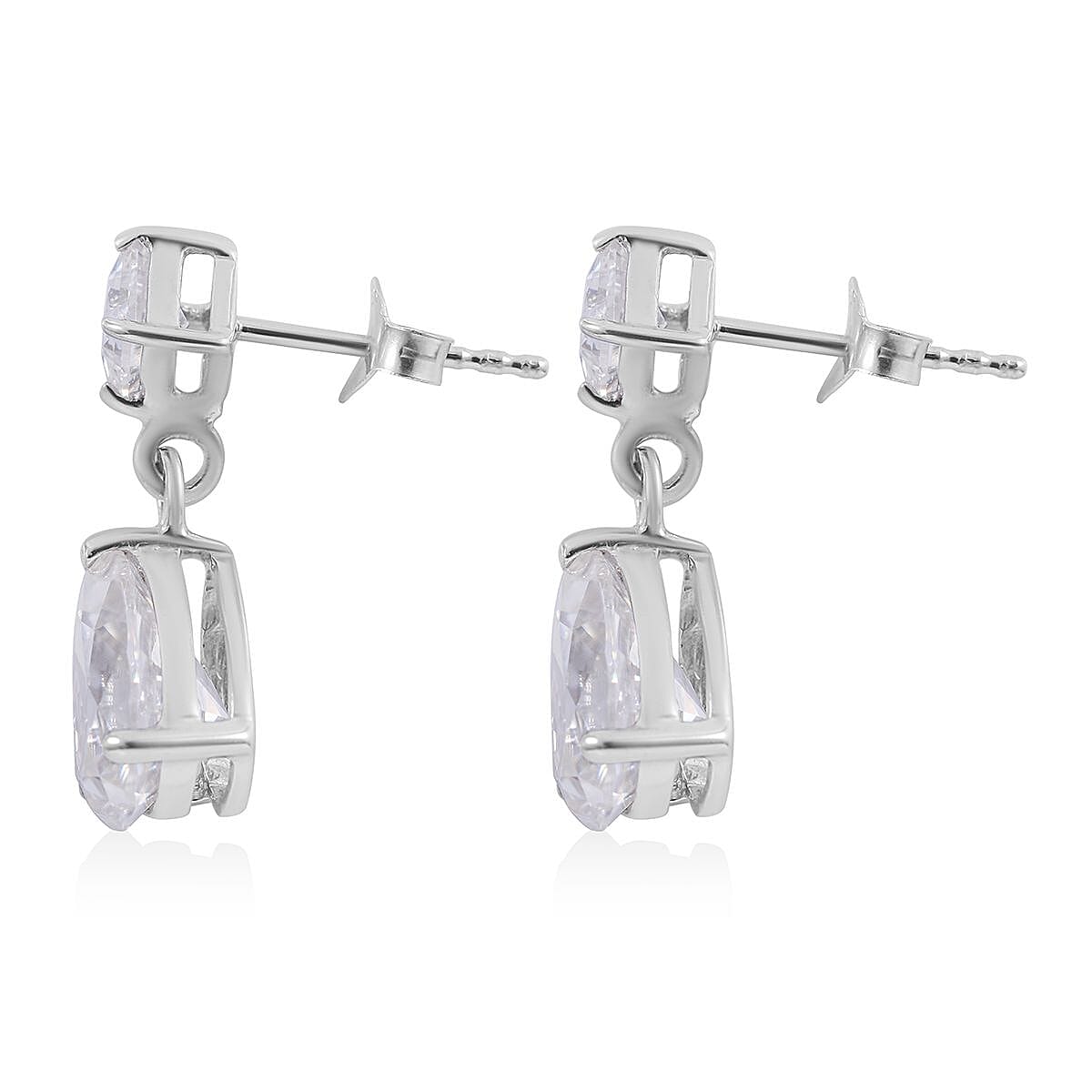 Moissanite Dangle Earrings in Platinum Over Sterling Silver 5.35 ctw