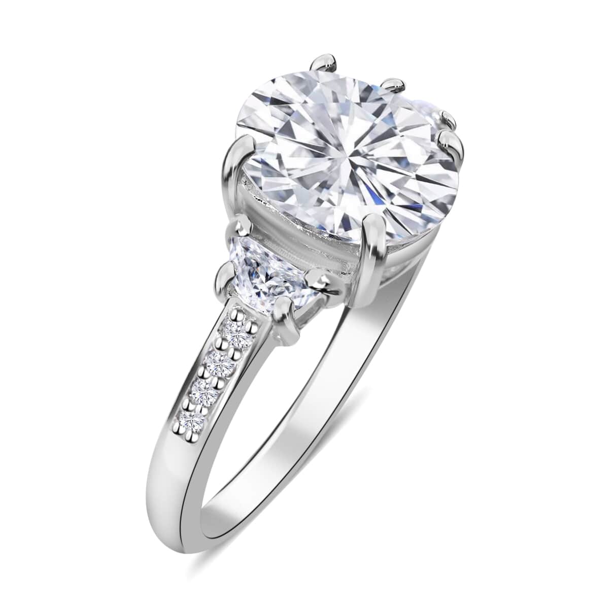 Concave Cut Moissanite Ring in Platinum Over Sterling Silver 2.40 ctw (Delivery in 5-7 Business Days) image number 0