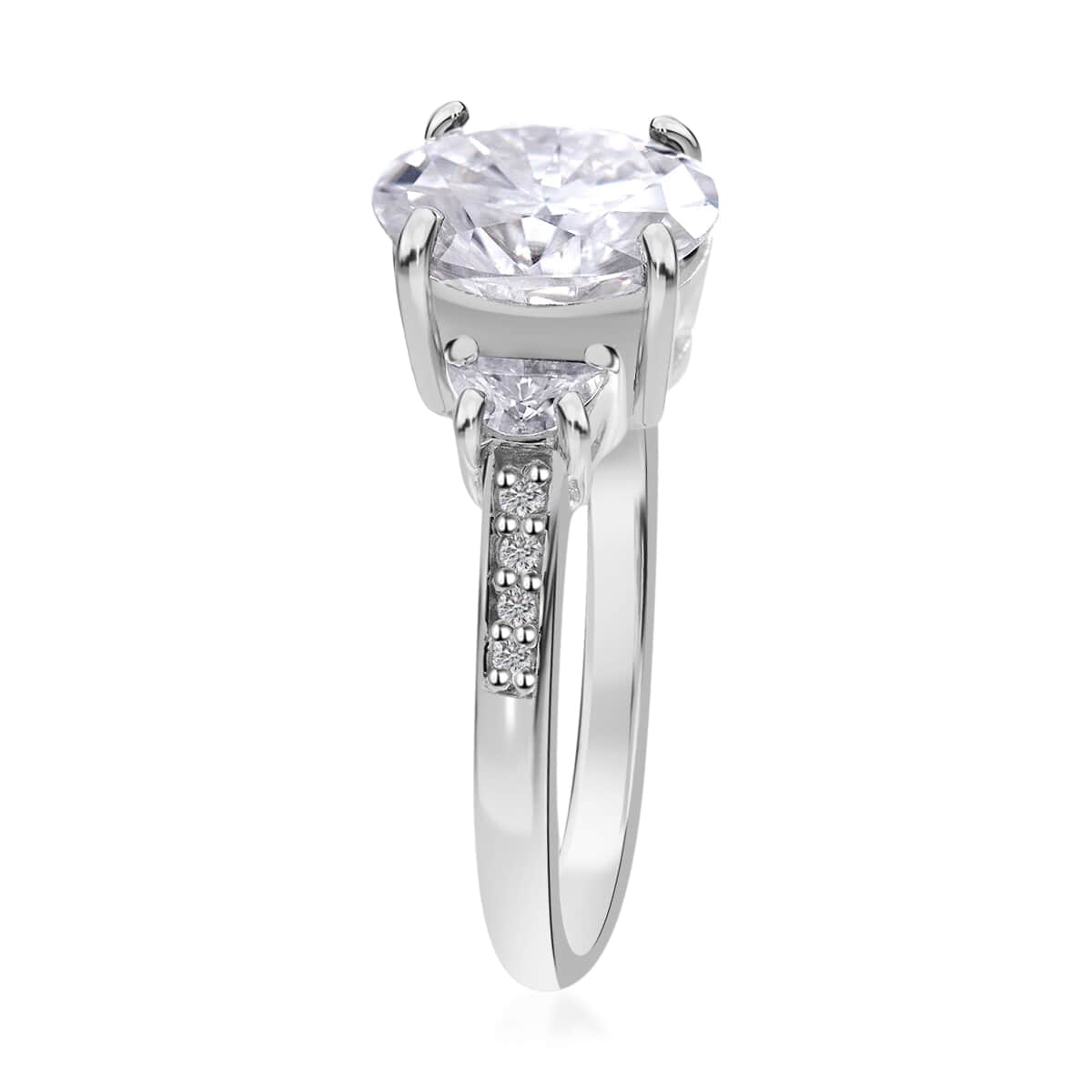 Concave Cut Moissanite Ring in Platinum Over Sterling Silver 2.40 ctw (Delivery in 5-7 Business Days) image number 2