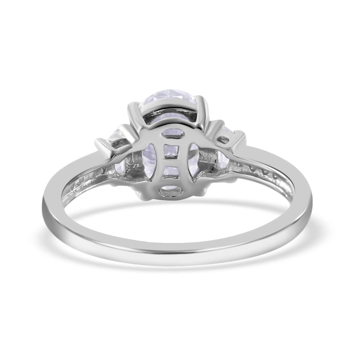 Concave Cut Moissanite Ring in Platinum Over Sterling Silver 2.40 ctw (Delivery in 5-7 Business Days) image number 3