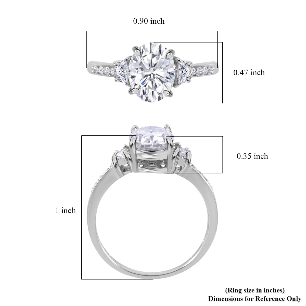 Concave Cut Moissanite Ring in Platinum Over Sterling Silver 2.40 ctw (Delivery in 5-7 Business Days) image number 4