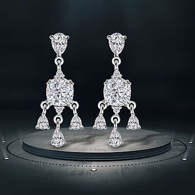 Moissanite Chandelier Earrings in Platinum Over Sterling Silver 4.90 ctw