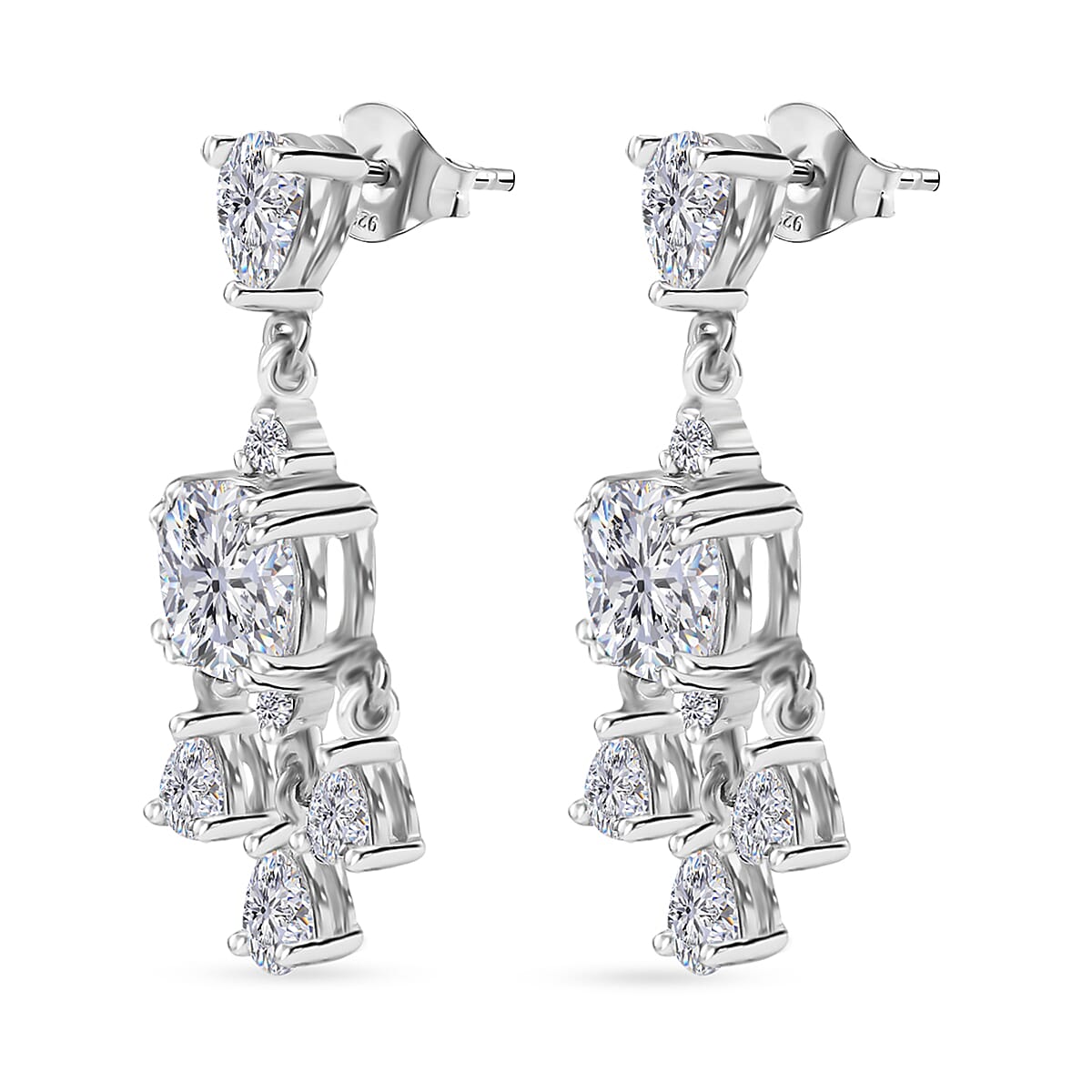 Moissanite Chandelier Earrings in Platinum Over Sterling Silver 4.90 ctw image number 3