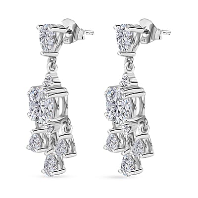 Moissanite Chandelier Earrings in Platinum Over Sterling Silver 4.90 ctw
