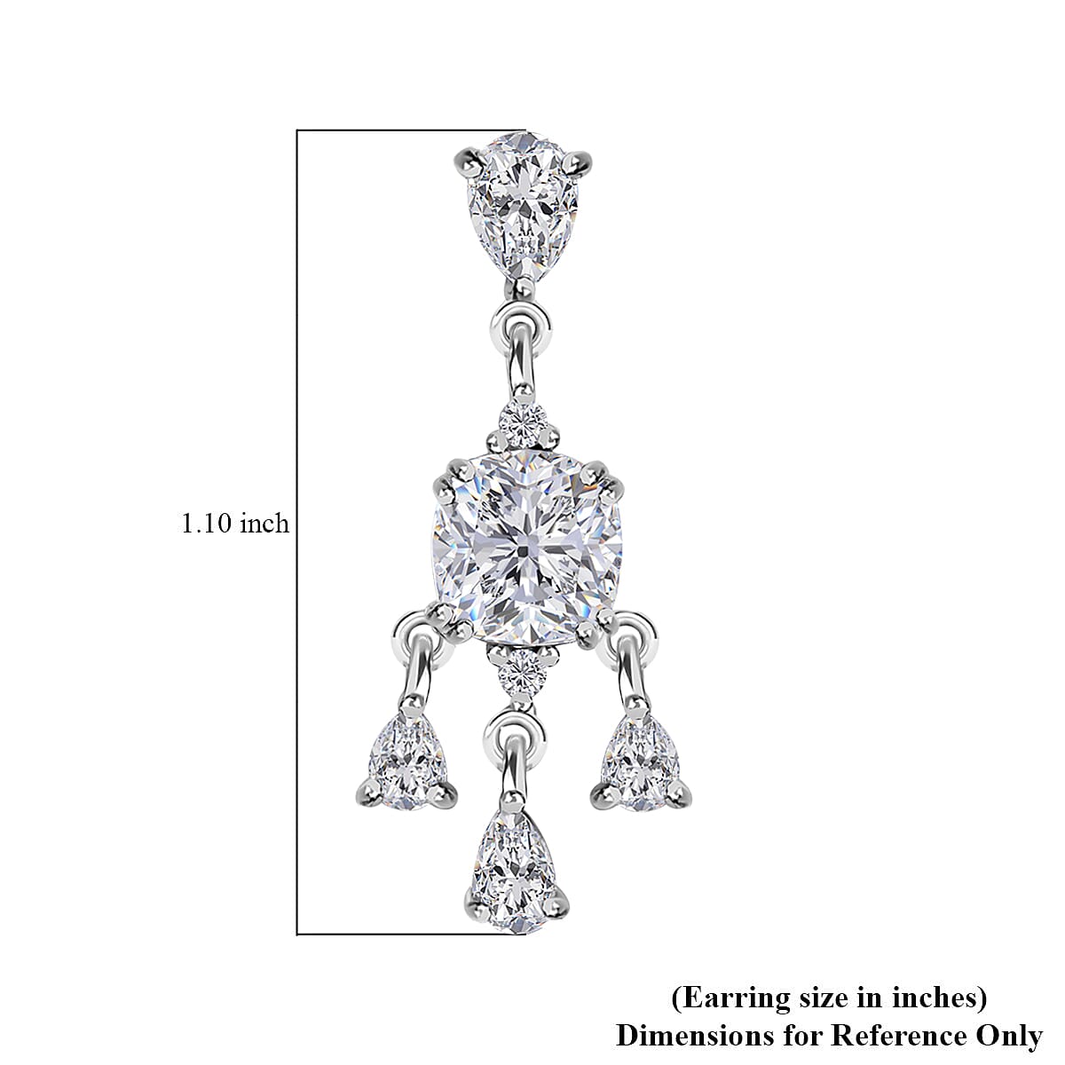 Moissanite Chandelier Earrings in Platinum Over Sterling Silver 4.90 ctw image number 4