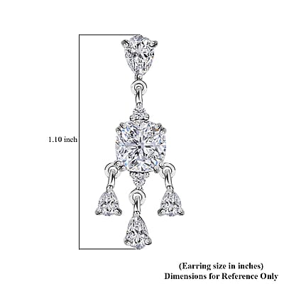 Moissanite Chandelier Earrings in Platinum Over Sterling Silver 4.90 ctw