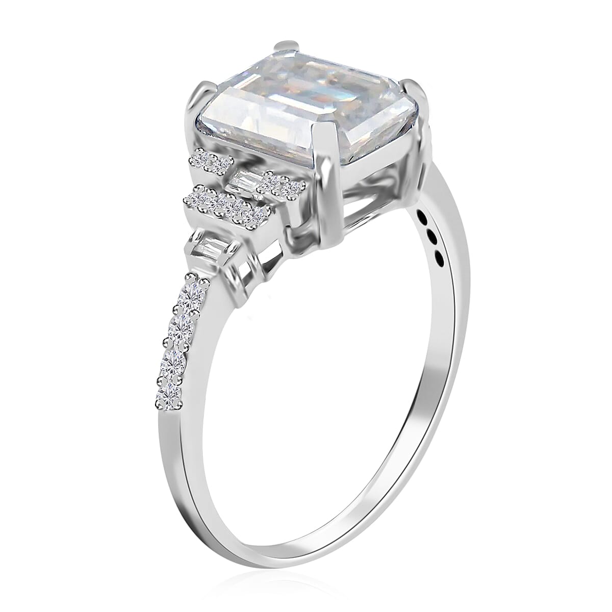 Moissanite 3.75 ctw Ring in Platinum Over Sterling Silver (Size 10.0)