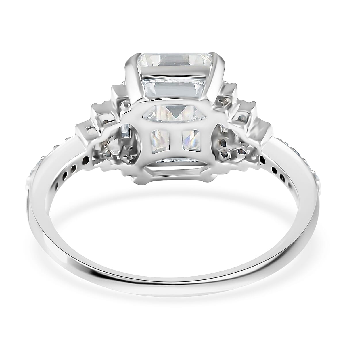 Moissanite 3.75 ctw Ring in Platinum Over Sterling Silver (Size 10.0)