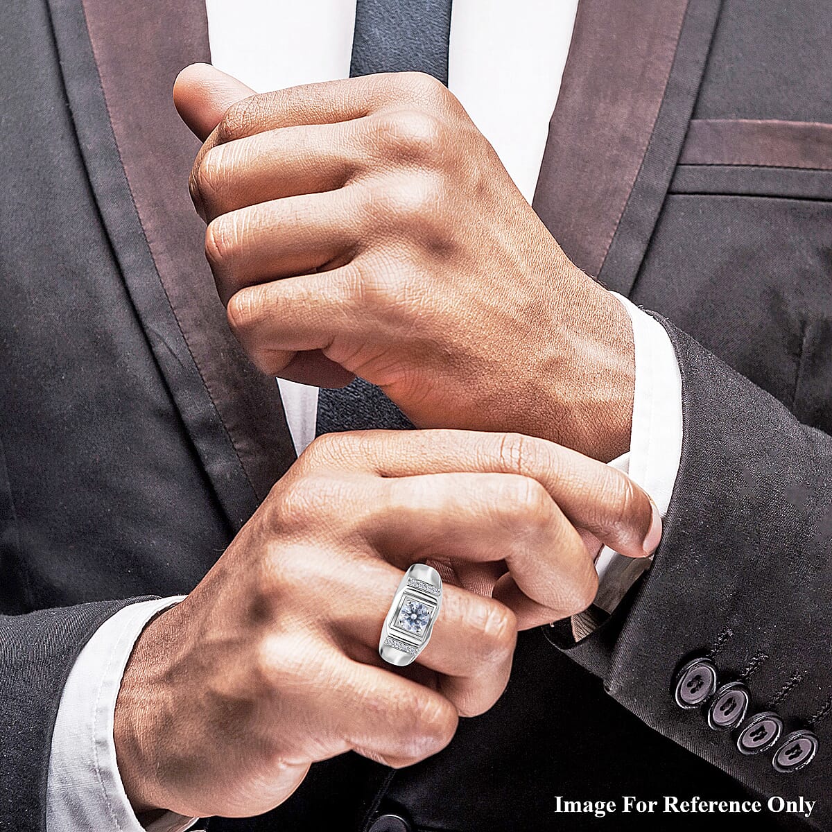 Moissanite Men's Ring in Platinum Over Sterling Silver (Size 13.0) 1.15 ctw image number 1