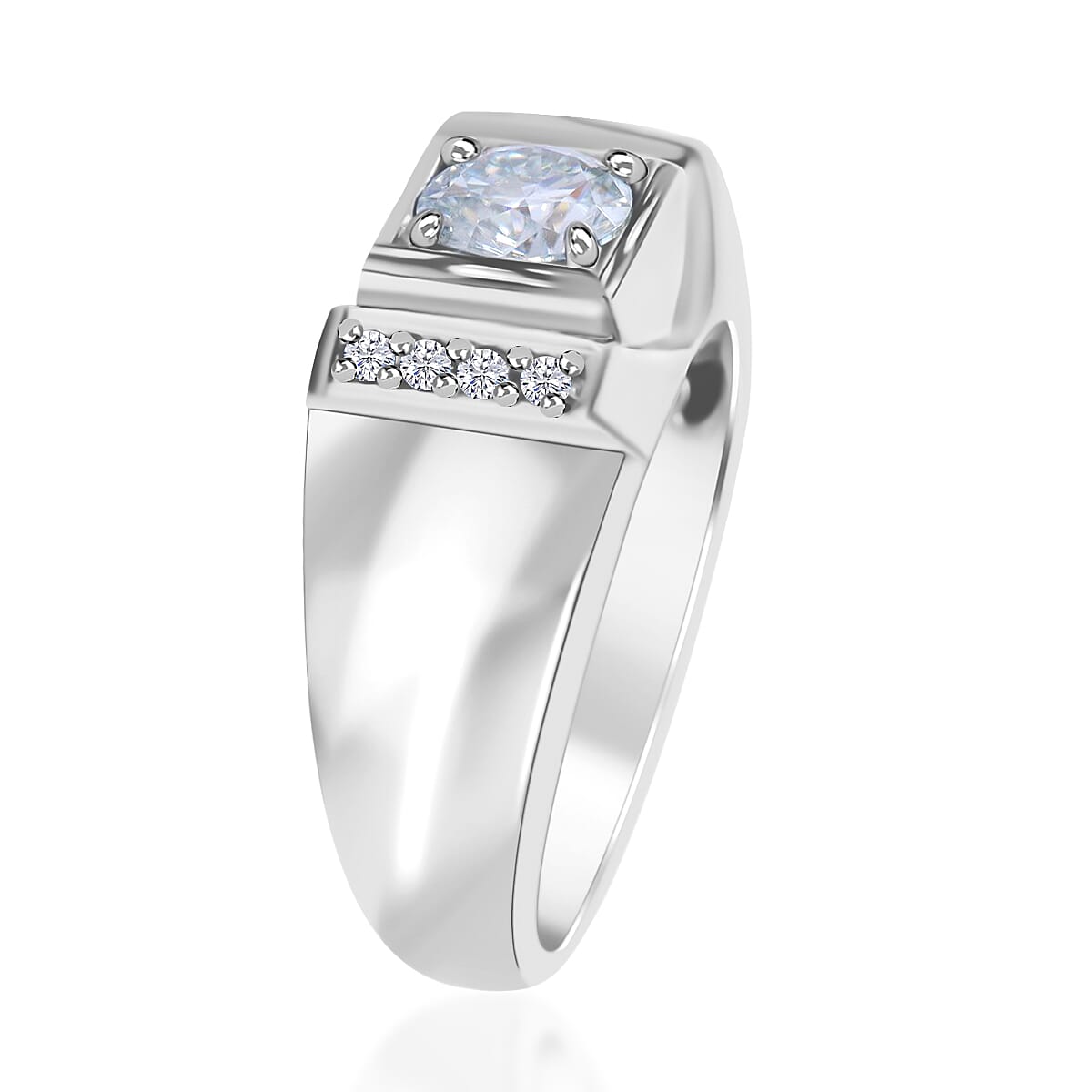 Moissanite Men's Ring in Platinum Over Sterling Silver (Size 13.0) 1.15 ctw image number 2