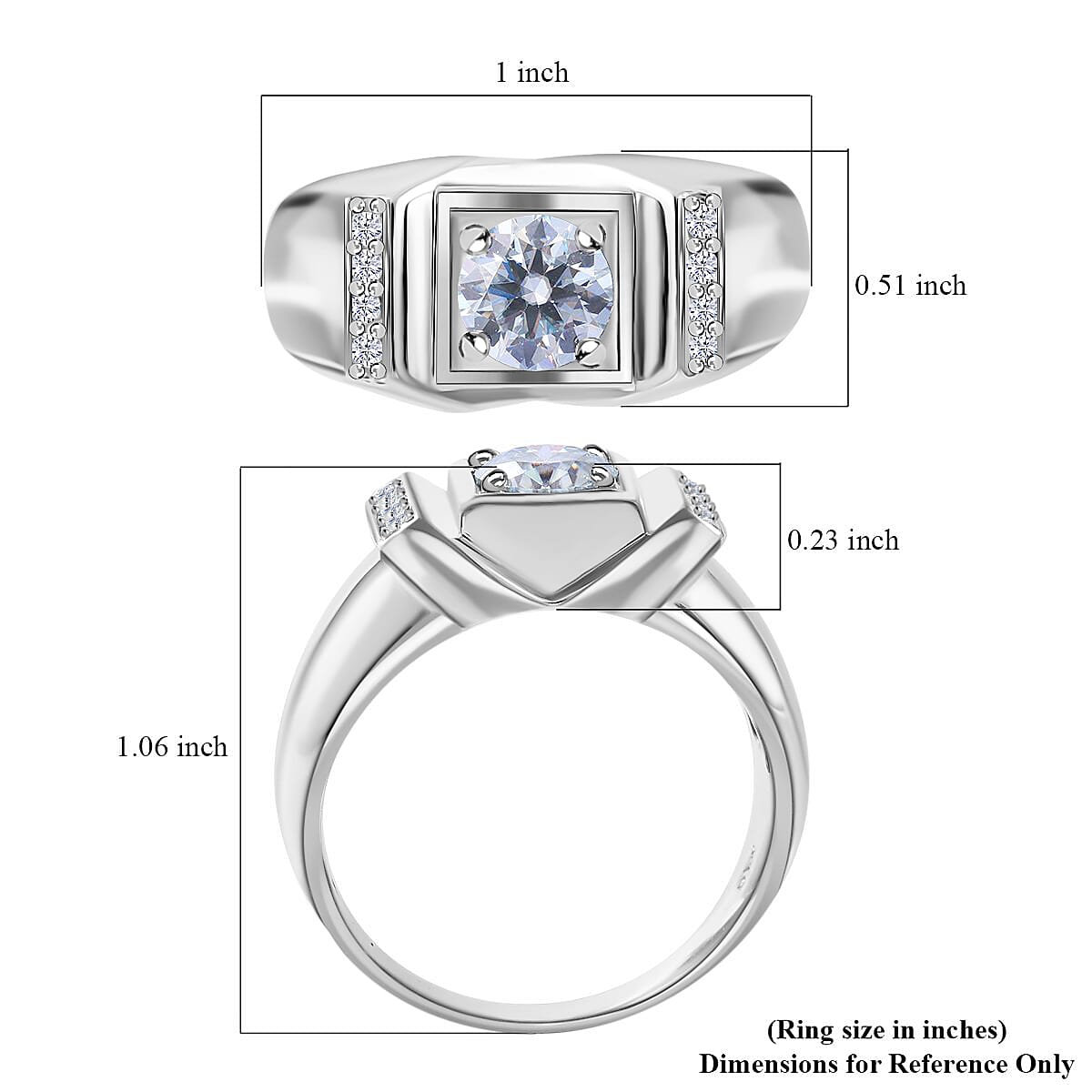 Moissanite Men's Ring in Platinum Over Sterling Silver (Size 13.0) 1.15 ctw image number 4