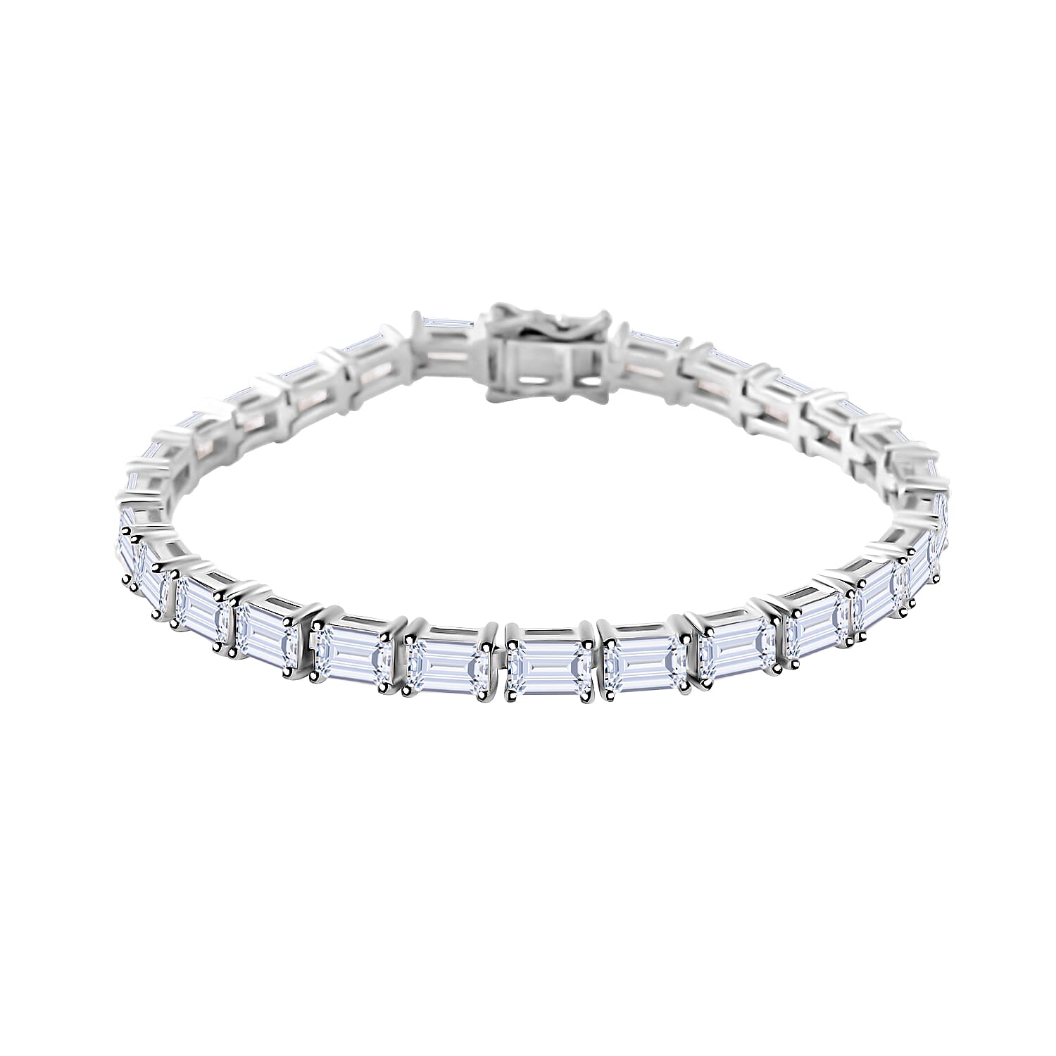 Princess Cut Moissanite Tennis Bracelet in Platinum Over Sterling Silver (6.50 In) 14.15 ctw
