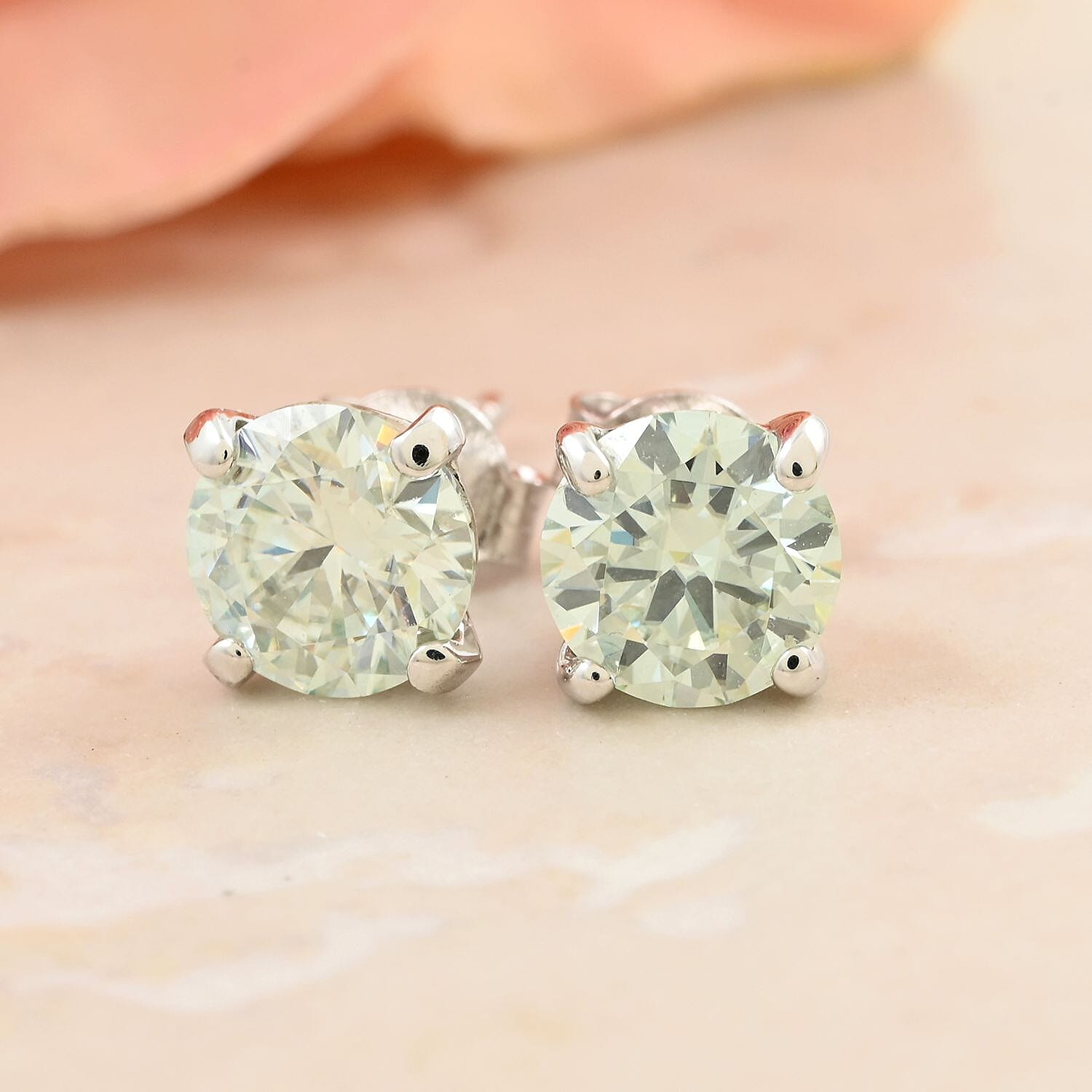 Moissanite Stud Earrings in Platinum Over Sterling Silver 2.00 ctw