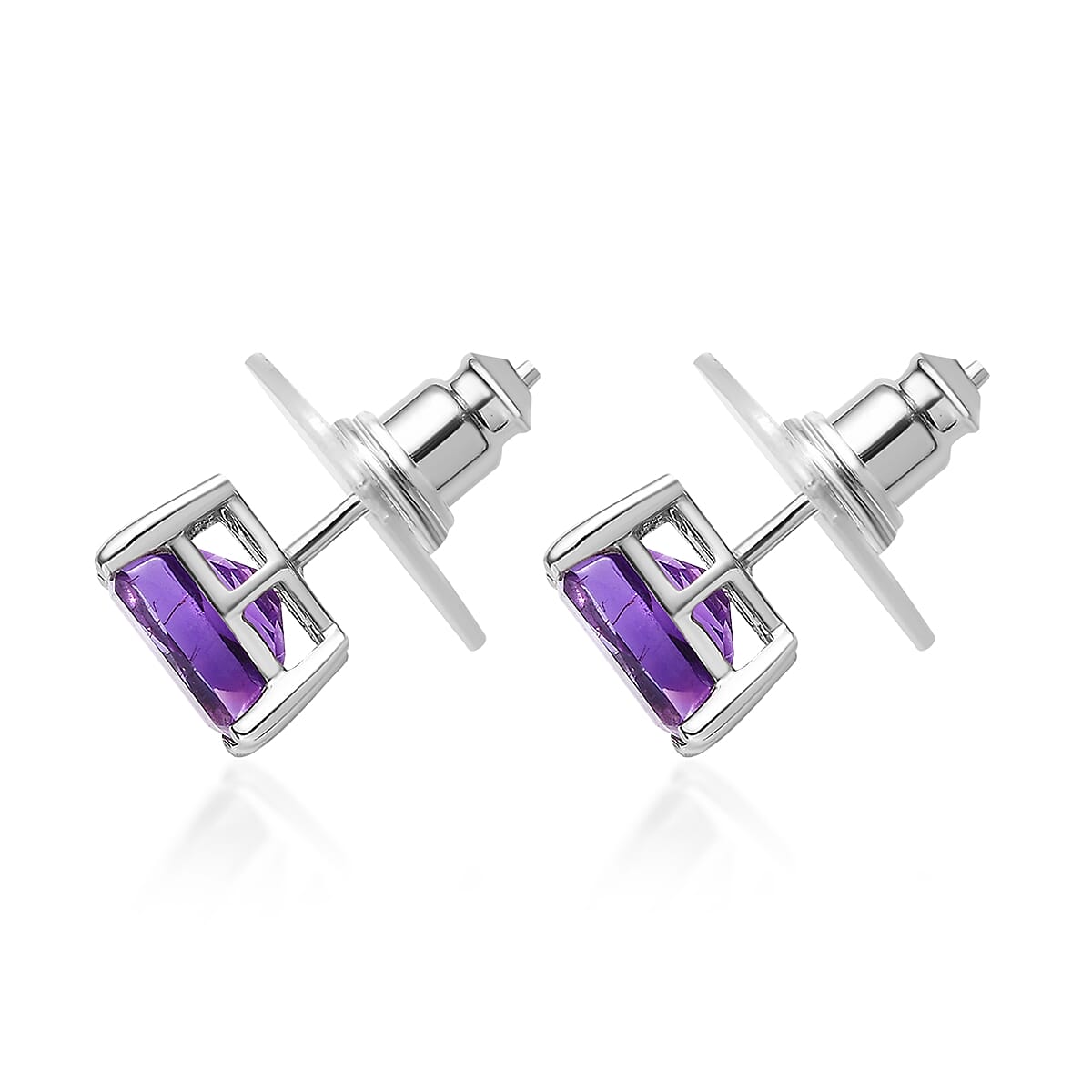 Premium Moroccan Amethyst Solitaire Stud Earrings in Platinum Over Sterling Silver 3.00 ctw image number 3