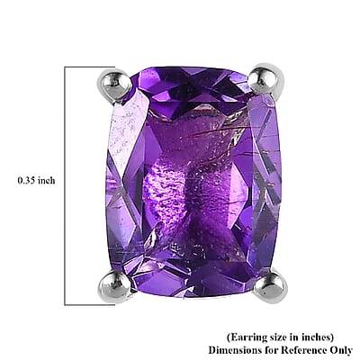 Premium Moroccan Amethyst Solitaire Stud Earrings in Platinum Over Sterling Silver 3.00 ctw