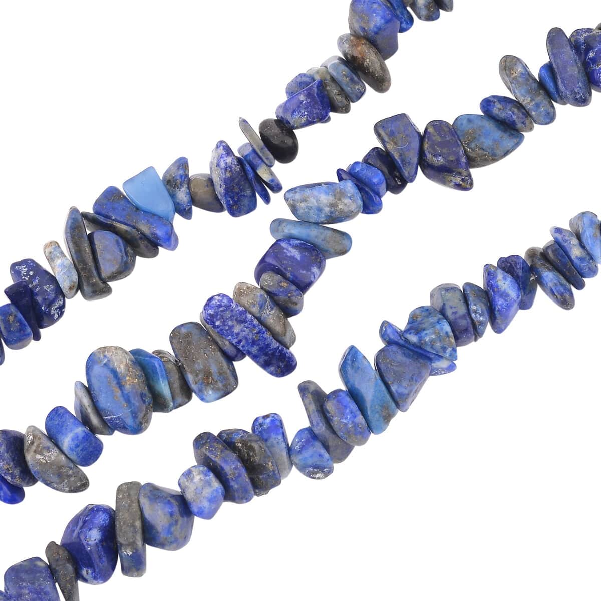 Lapis Lazuli Chips 3 Row Necklace 18-20 Inches in Silvertone 350.00 ctw image number 2